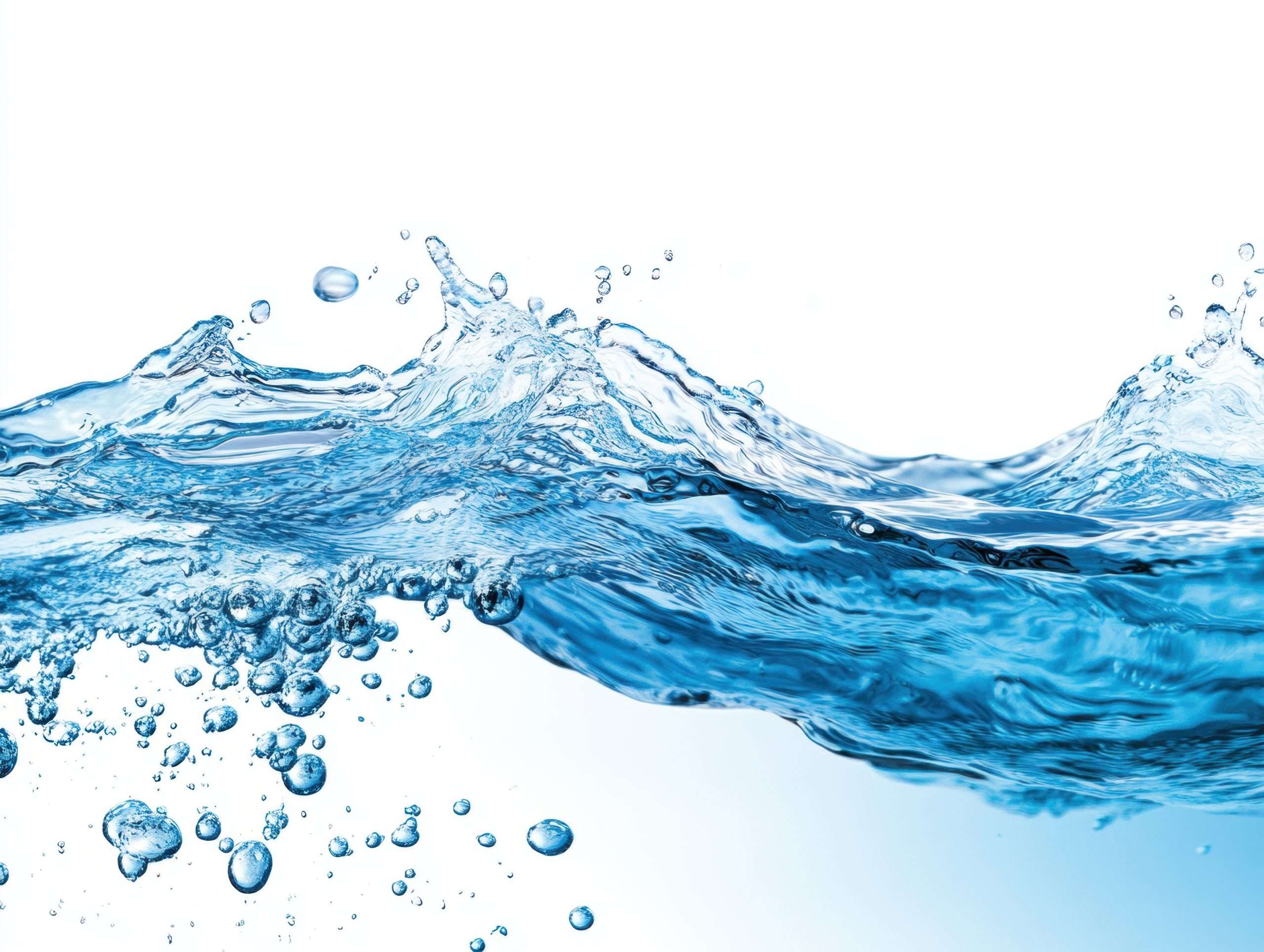 Water swirls and splashes against a bright background, forming bubbles and displaying a lively movement.